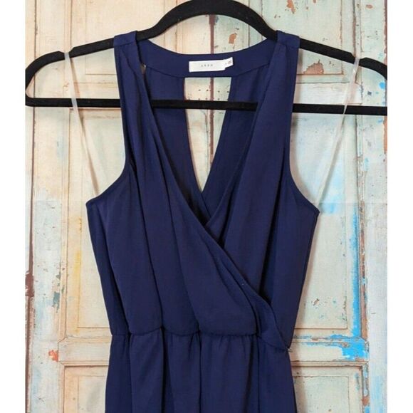 Lush Womens Size Medium Blue Sleeveless Surplice Neck Fit & Flare Dress - Picture 3 of 7